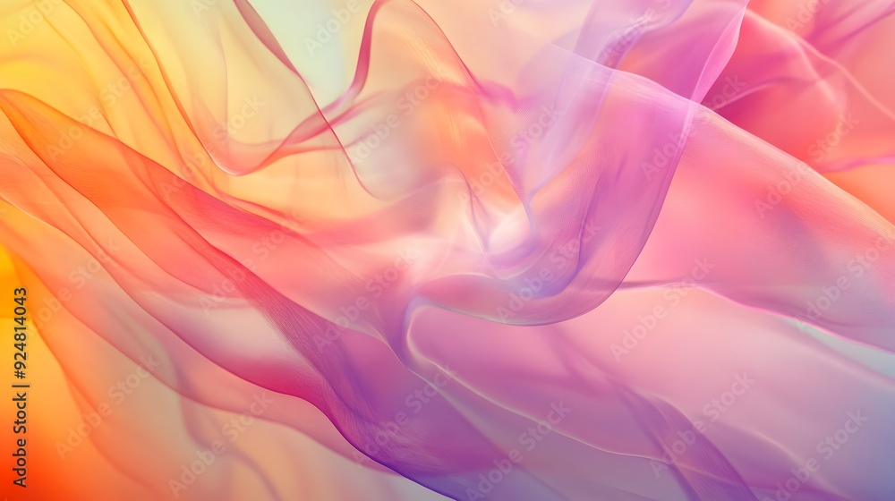 Wall mural 54. ethereal, flowing light and color patterns with a translucent effect, set against a clear backdr