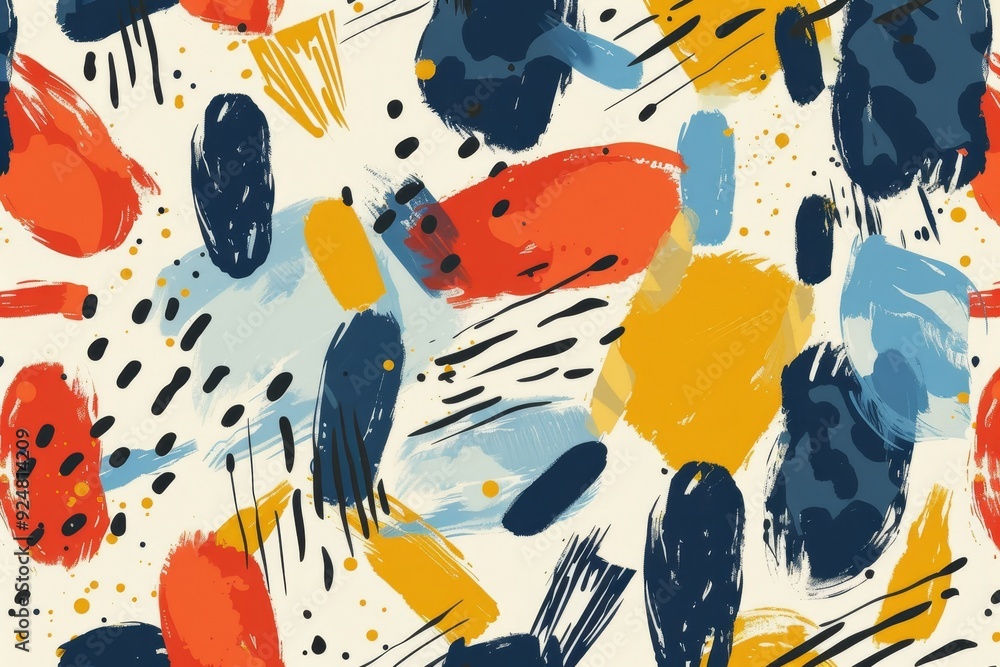 Aufkleber colorful abstract pattern with black, yellow, and red paint strokes, an abstract pattern with bold s