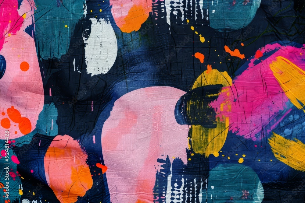Aufkleber colorful abstract pattern with black, yellow, and red paint strokes, an abstract pattern with bold s