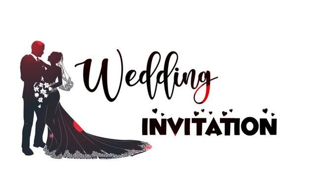 Happy wedding congratulations, animated text with black silhouette. This animation is suitable for wedding online greeting card. wishing the both of you a lifetime full of love and happiness.