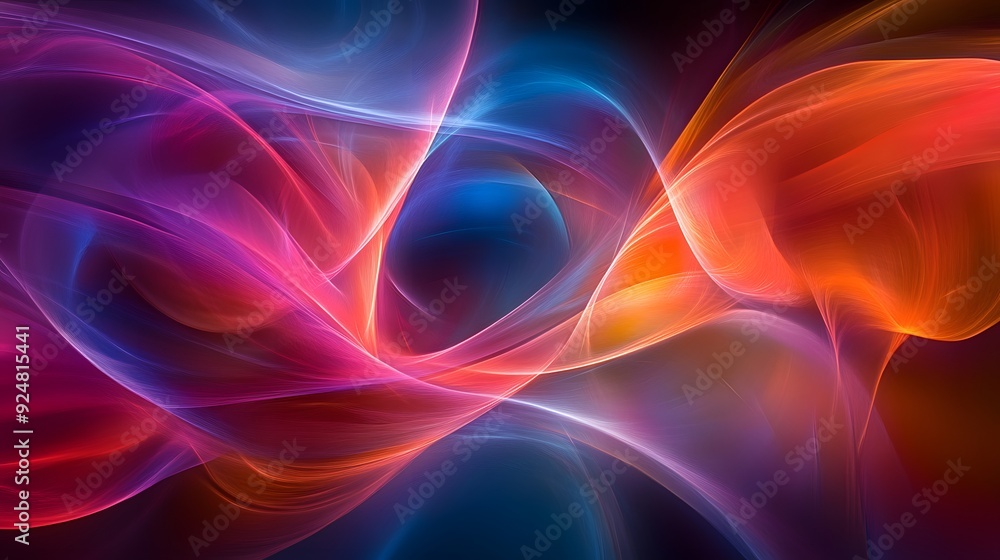 Wall mural 62. abstract, swirling patterns of light and color with a translucent effect, displayed on a transpa