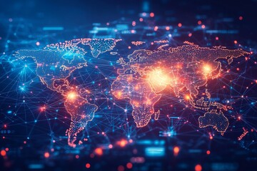 Global Digital Business Network Connection Illustration created with Generative AI