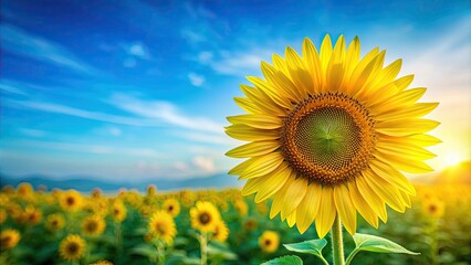 Vibrant sunflower in full bloom, sunflower, vibrant, bloom, flower, nature, yellow, petals, close-up, garden, beauty, foliage