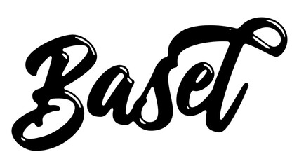 Basel city name written in street art-style liquid brush script lettering