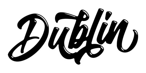 Fototapeta premium Dublin city name written in street art-style liquid brush script lettering