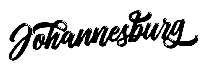 Naklejka premium Johannesburg city name written in street art-style liquid brush script lettering