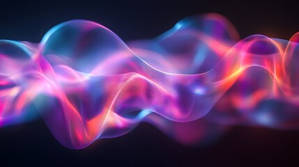 72. Abstract waves of light and shadow with a holographic, translucent effect on a transparent surface