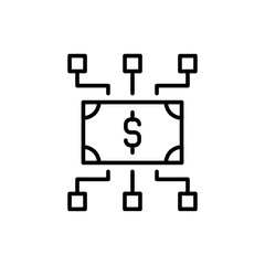 Digital money outline icons, minimalist vector illustration ,simple transparent graphic element .Isolated on white background