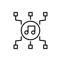 Digital music outline icons, minimalist vector illustration ,simple transparent graphic element .Isolated on white background