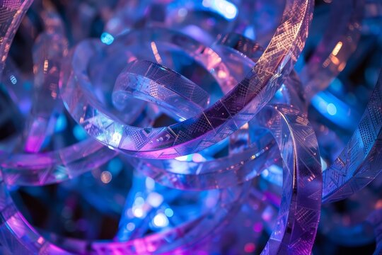 close up of pair of scissors, An assortment of holo abstract 3D shapes tangled in an infinite loop, with light fracturing through them