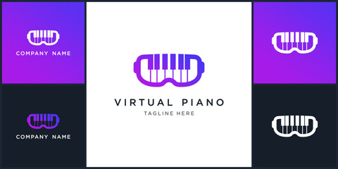 Vector of virtual piano logo and icon design template, can be used in various media easily, editable