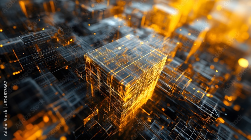 Sticker 76. abstract 3d structures with radiant highlights and a dynamic, transparent quality