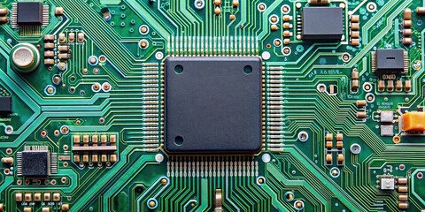 Electronic circuit board with interconnected components , technology, electronics, circuit, motherboard
