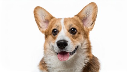 ウェルシュ・コーギー・ペンブロークのポートレート（Welsh Corgi Pembroke portrait on white background）
