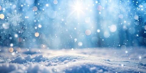 Fototapeta premium Blurred snowy winter abstract background, snow, winter, cold, abstract, blur, white, frost, season, background, texture, soft
