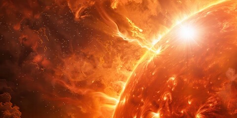 Surface Of The Sun. Solar Flare and Fire on The Awe-Inspiring Surface