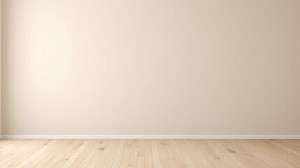 A photograph of an empty wall with light wood floors, minimalist, clean, neutral color palette, background, backdrop.