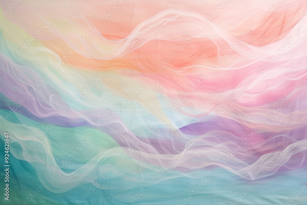 Poster close up of colorful fabric, an untouched spectrum of pastel colors blending seamlessly into each ot