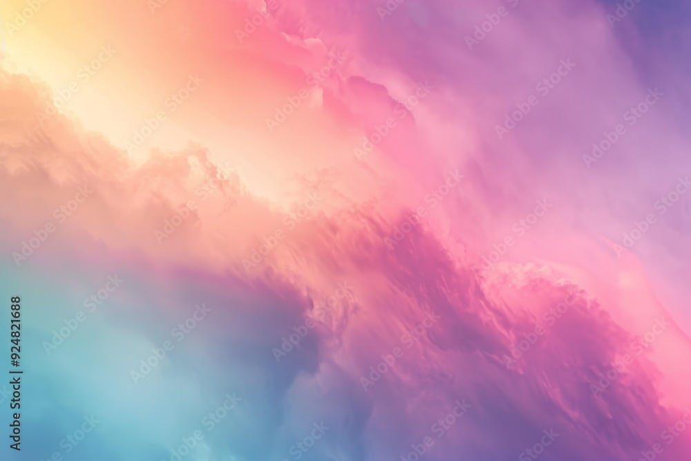 Poster close up of colorful fabric, an untouched spectrum of pastel colors blending seamlessly into each ot