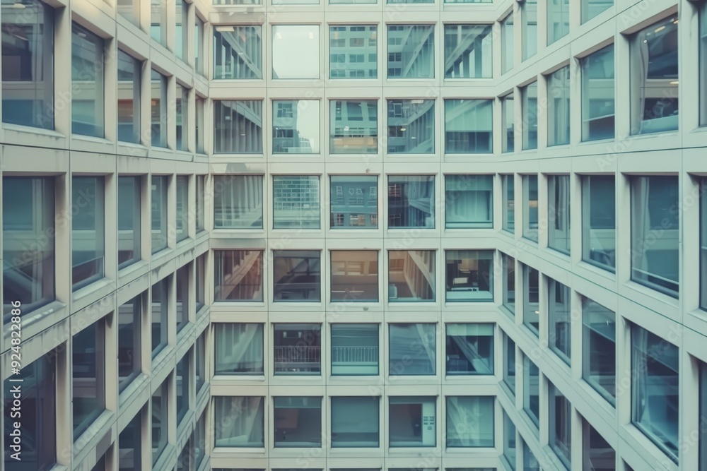Poster view of building from the top of building, responsive grid layout optimizes screen space
