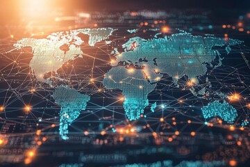 Fototapeta premium Global Digital Business Network Connection Illustration created with Generative AI