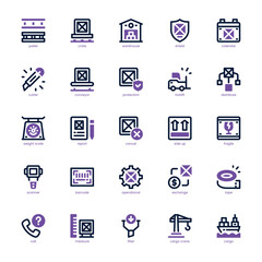 Warehouse icon pack for your website, mobile, presentation, and logo design. Warehouse icon dual tone design. Vector graphics illustration and editable stroke.