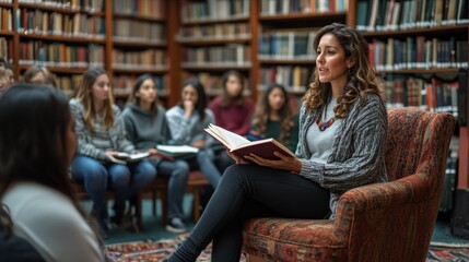 Woman Reading Aloud in