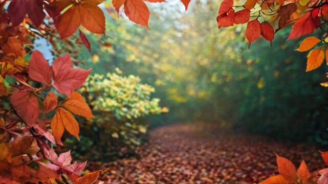 autumn leaves frame background with free space for text, banner for commercials, announcements, greeting cards, video content, seasonal promotions