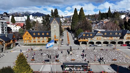 Civic Centre At Bariloche In Rio Negro Argentina. Famous Touristic Square. Downtown City. Stunning...