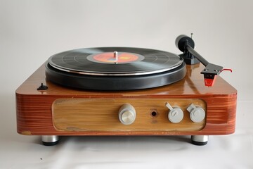 record player with record on top of it, vintage vinyl record player with records
