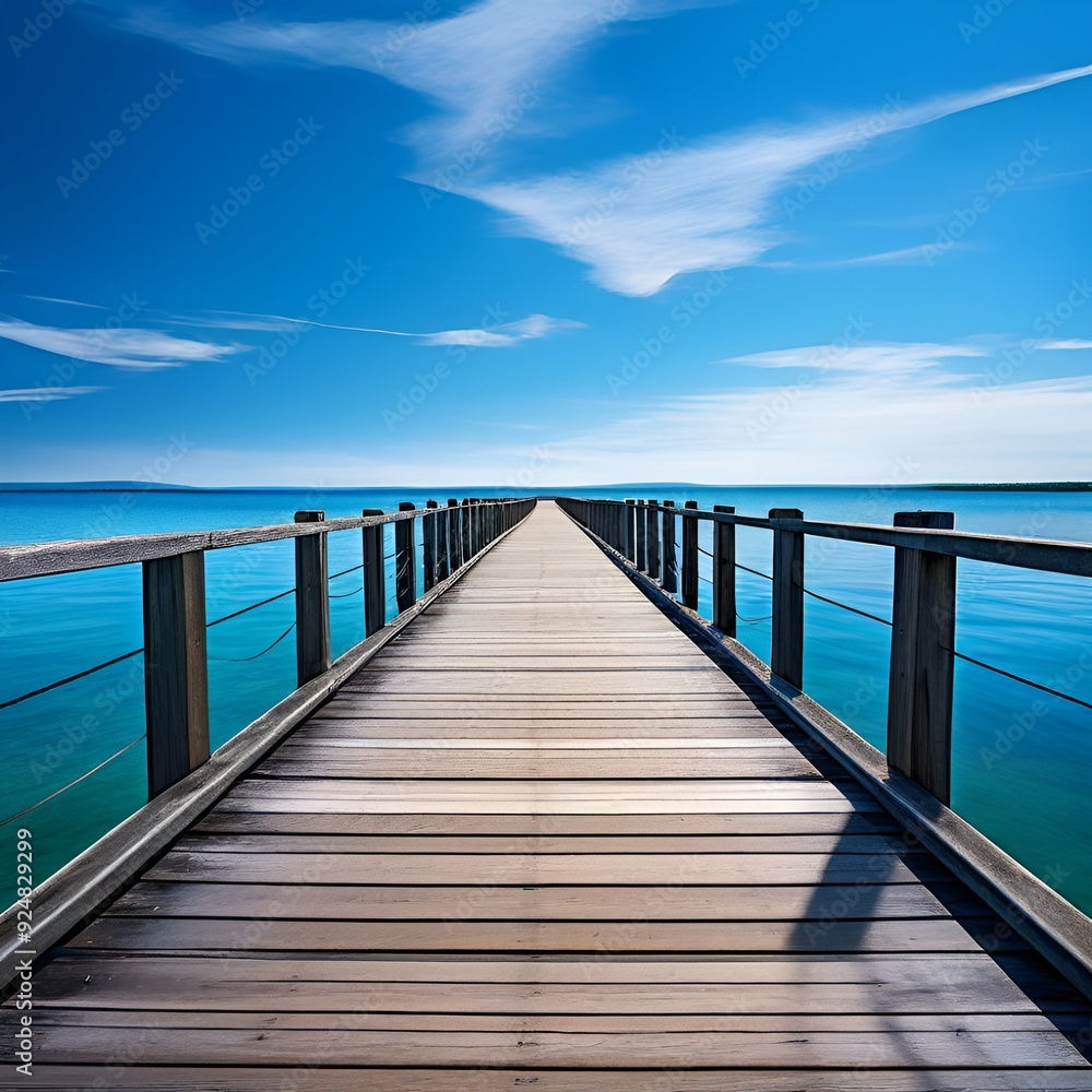 Sticker wooden bridge over the sea