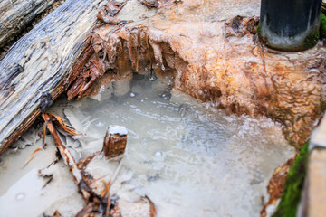 Ethereal Mineral Deposits Forming in a Geothermal Pool