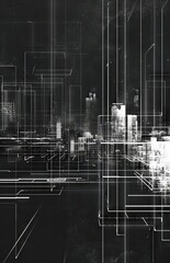 Futuristic Wireframe Cityscape