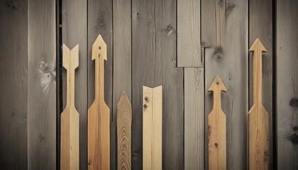 Wooden arrows pointing upwards on a rustic background