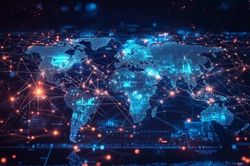 Global Digital Business Network Connection Illustration created with Generative AI
