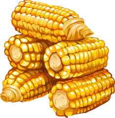 A pile of four corn on the cob, a delicious summer treat.