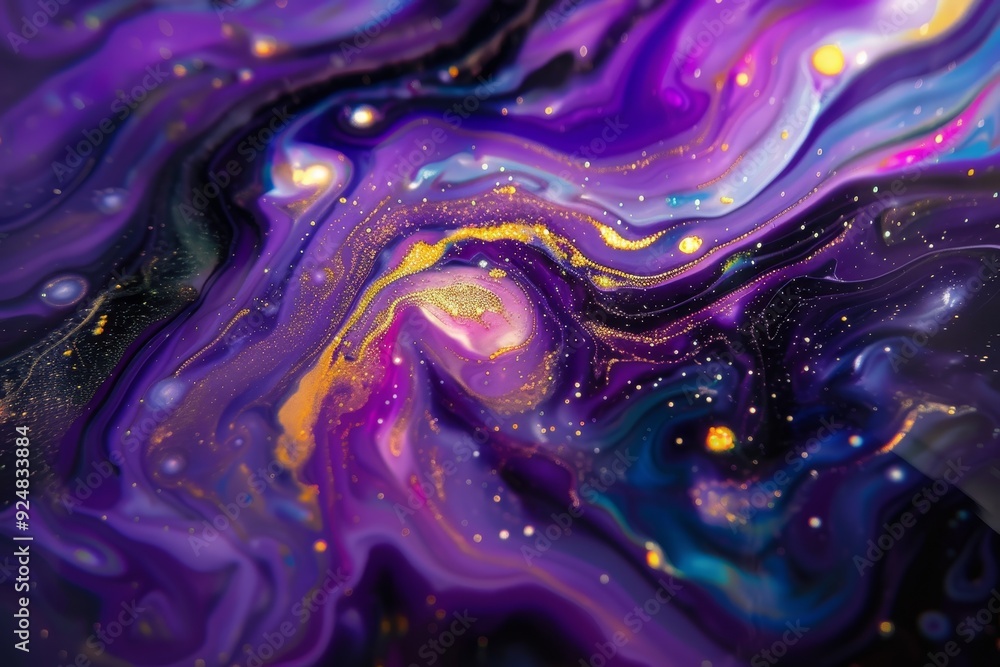 Poster galaxy swirls colorful nebulae and stars forming abstract patterns