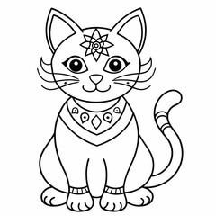 Obraz premium Cat mandalas Coloring page | Animals Mandala Coloring page for kids and Adults