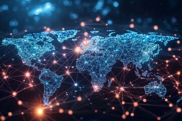 Obraz premium Global Digital Business Network Connection Illustration created with Generative AI