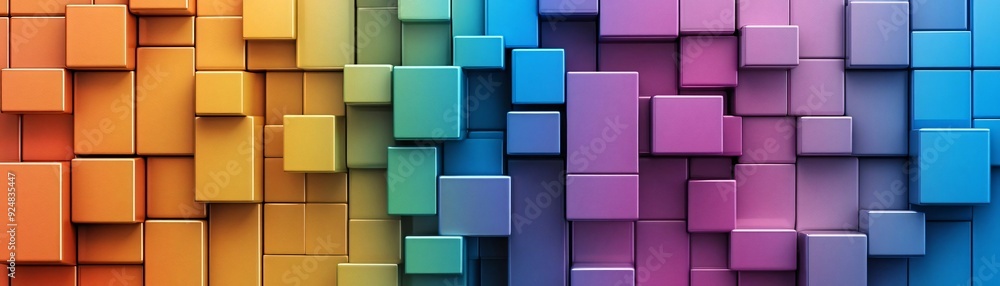 Poster a vibrant and colorful abstract background featuring a mosaic of 3d cubes in various hues, perfect f