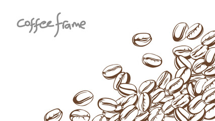 coffee background. Coffee beans in frames, border. Coffee beans background. Coffee Beans Illustration for packaging.