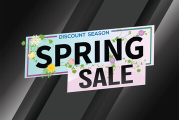 spring sale word text concept icon logo sign symbol vector note mega shopping style for use landing page, template, social media, web, mobile app, poster, banner, flyer, background, gift card, coupon
