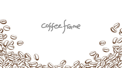 coffee background. Coffee beans in frames, border. Coffee beans background. Coffee Beans Illustration for packaging.