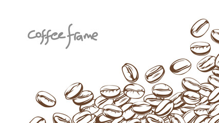 coffee background. Coffee beans in frames, border. Coffee beans background. Coffee Beans Illustration for packaging.