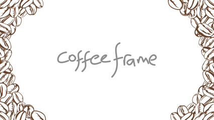 coffee background. Coffee beans in frames, border. Coffee beans background. Coffee Beans Illustration for packaging.
