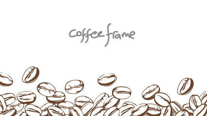 coffee background. Coffee beans in frames, border. Coffee beans background. Coffee Beans Illustration for packaging.
