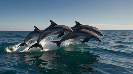 Obraz premium Joyful Dolphins in Motion