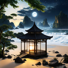 japanese temple generative ia	