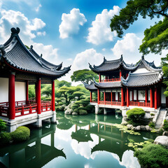 pavilion in the park generative ia	