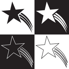 Obraz premium Shooting star icons on white and black background, to use in banner, sale and badge designs. Big sale, banner, star, logo, vector illustration. EPS 10
